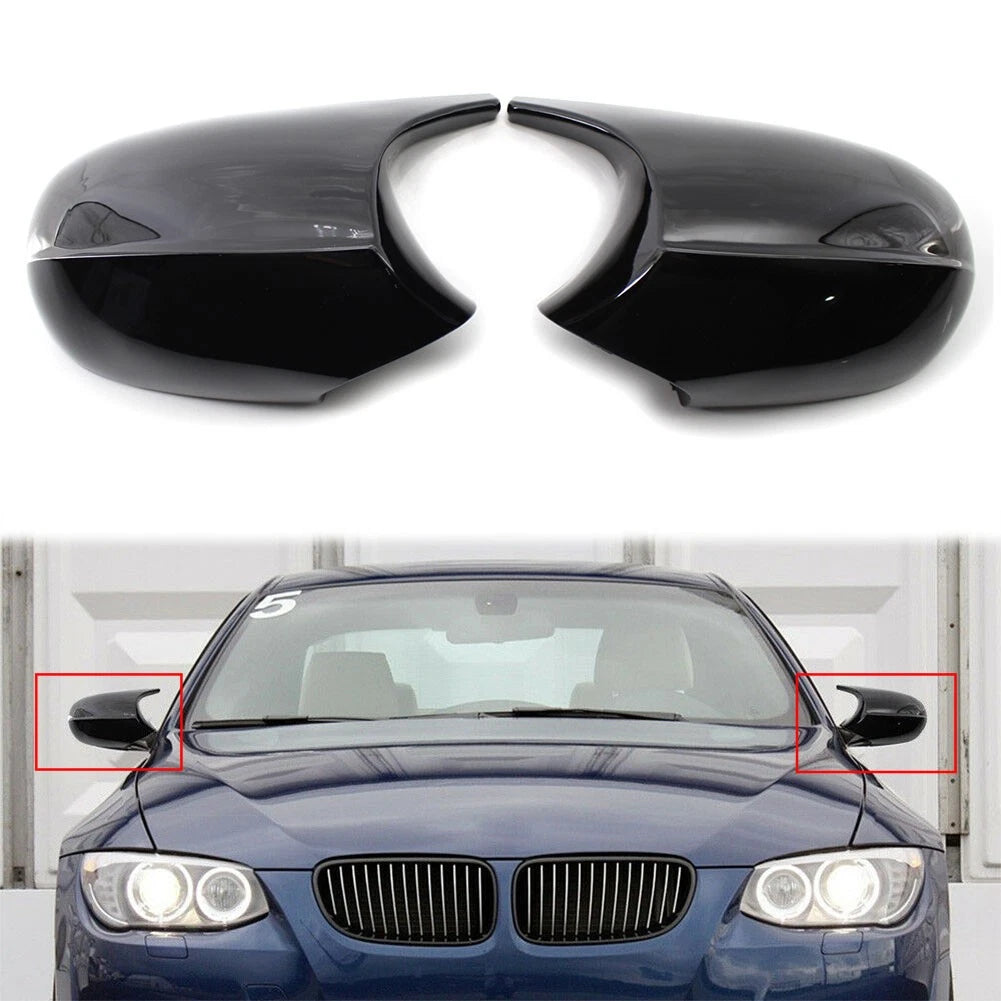 1 Pair Gloss Black Side Mirror Cover Caps for BMW E90 3 Series (2009–2011)