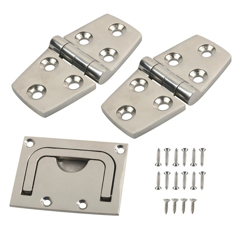 Stainless Steel Boat Hinge Kit for Cabinet Doors (4.5mm Thick)
