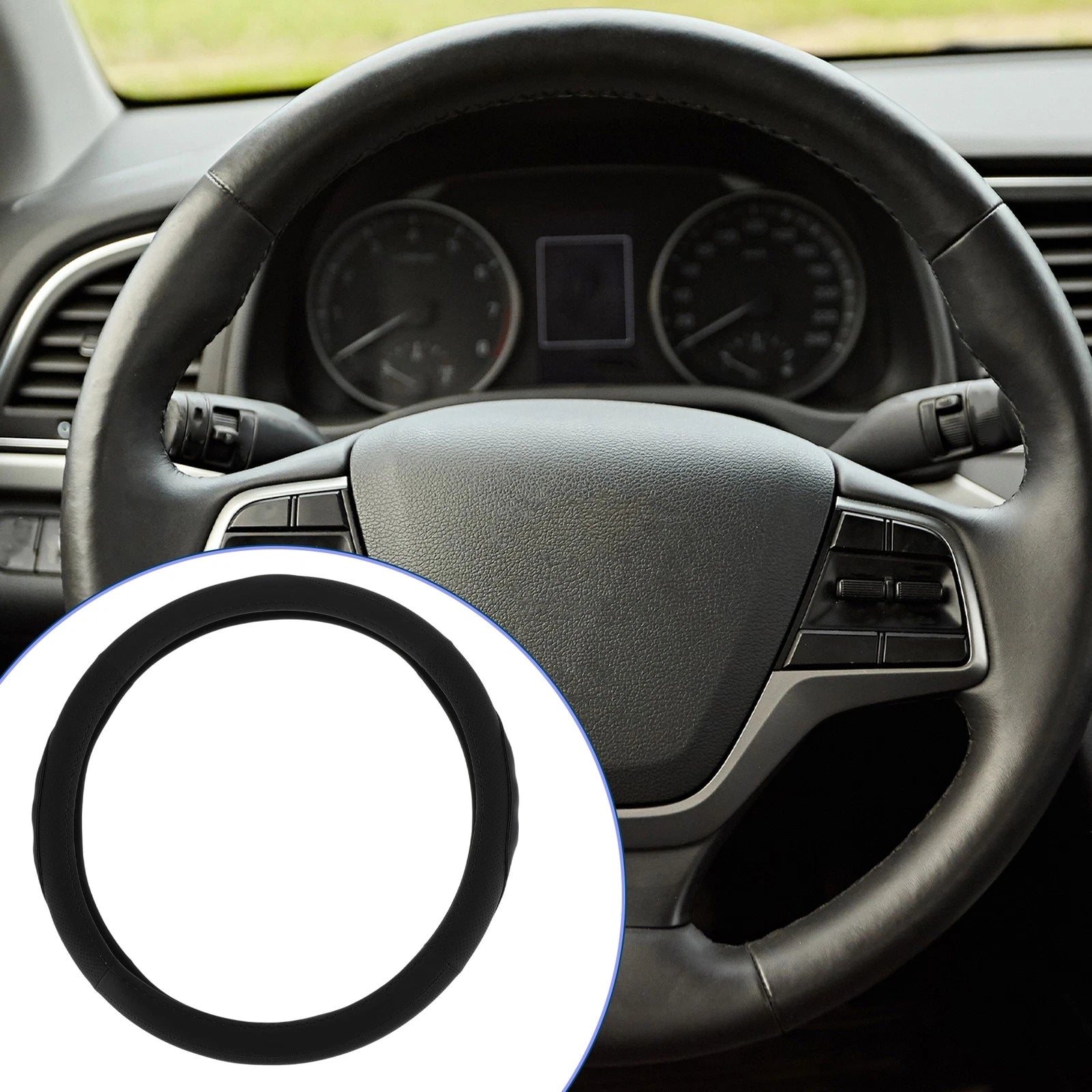 Rubber Steering Wheel Cover for Universal Fit (14.96")