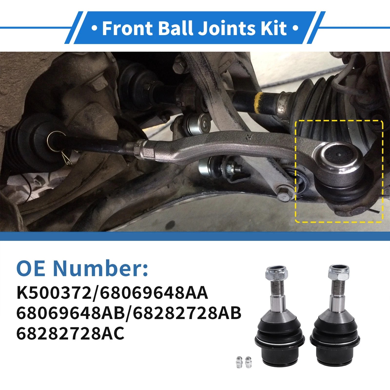 2 Pcs Lower Ball Joints Front and Rear Replacement for Dodge Durango (2011–2023)
