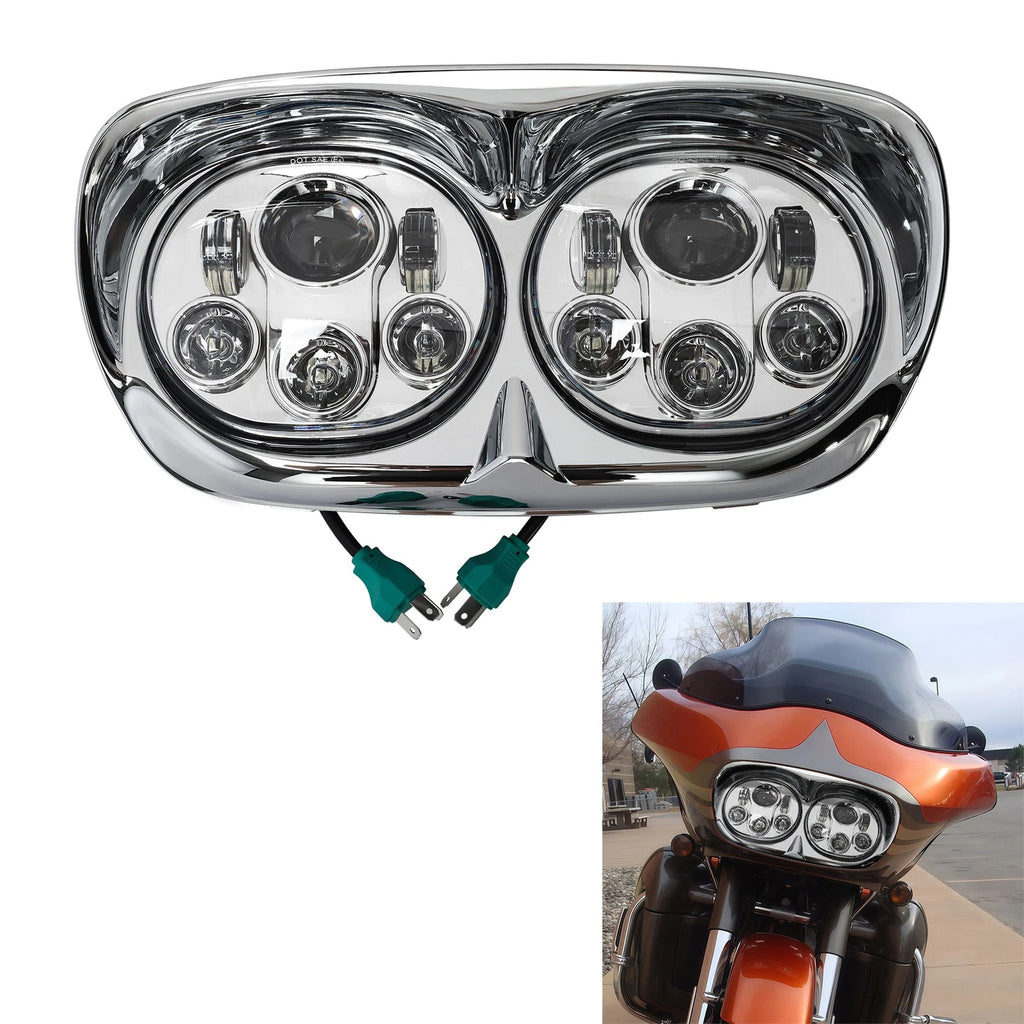 5.75" Dual LED Headlight Lamp Projector for Harley Road Glide FLTR (1998–2013)