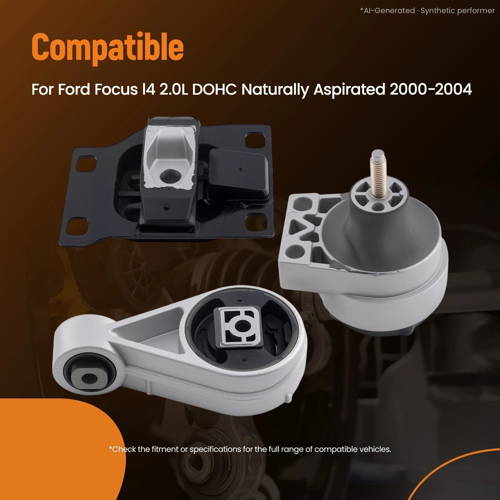 3Pcs Engine Motor Trans Mount for Ford Focus L4 2.0L (2000–2004) 1S4Z7M121NA