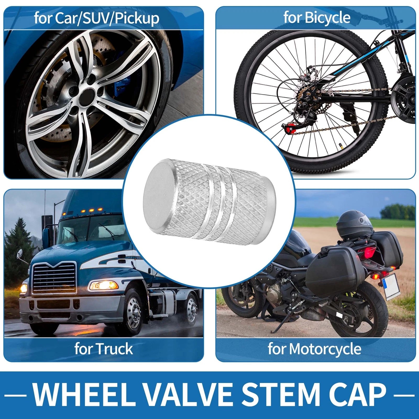 Tire Valve Stem Caps OEM Replacement for Car SUV Bike RV 5 Pack (Set)