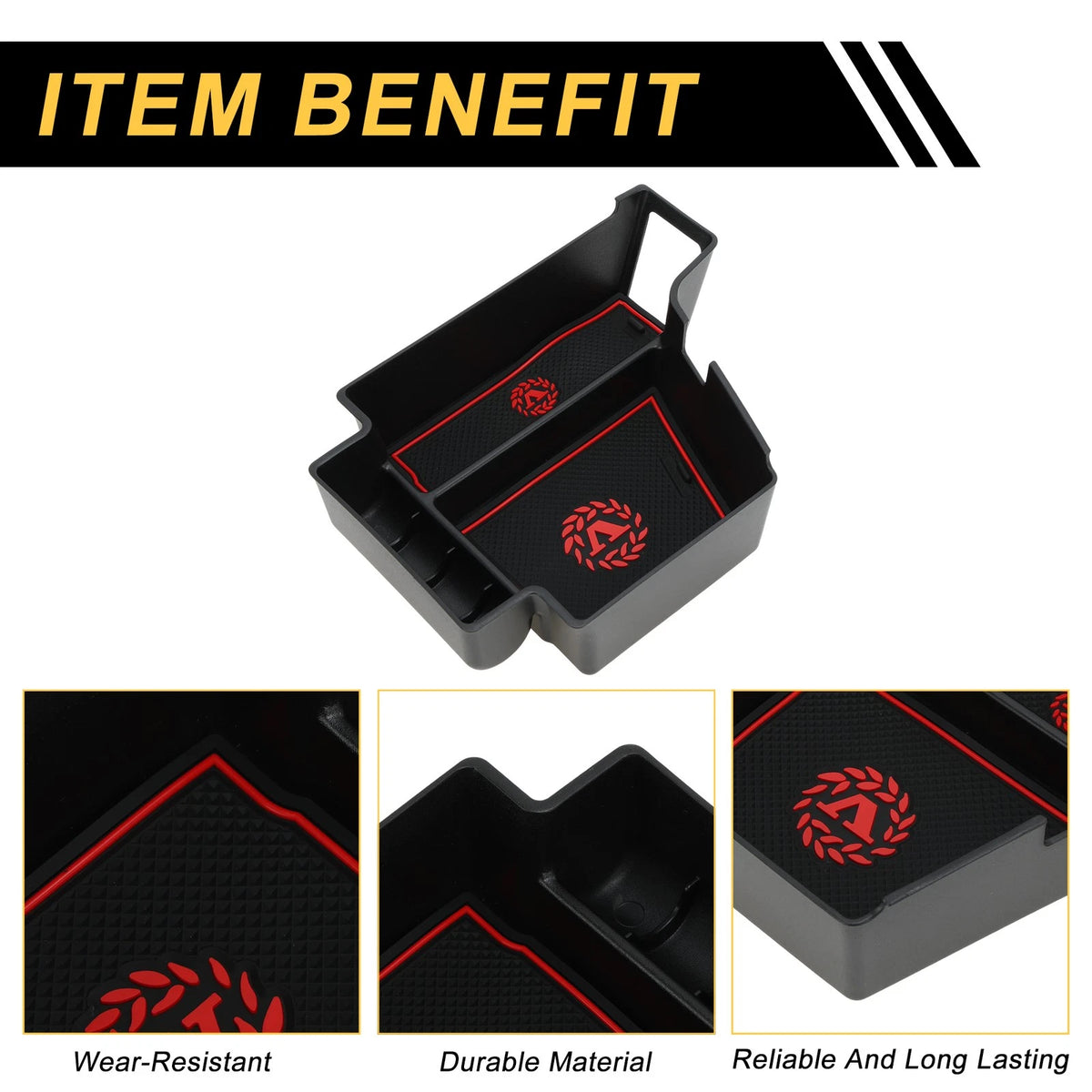 Center Console Armrest Organizer Tray for Volvo XC60 XC90 V60 S60 V90 (2017–2025) Red