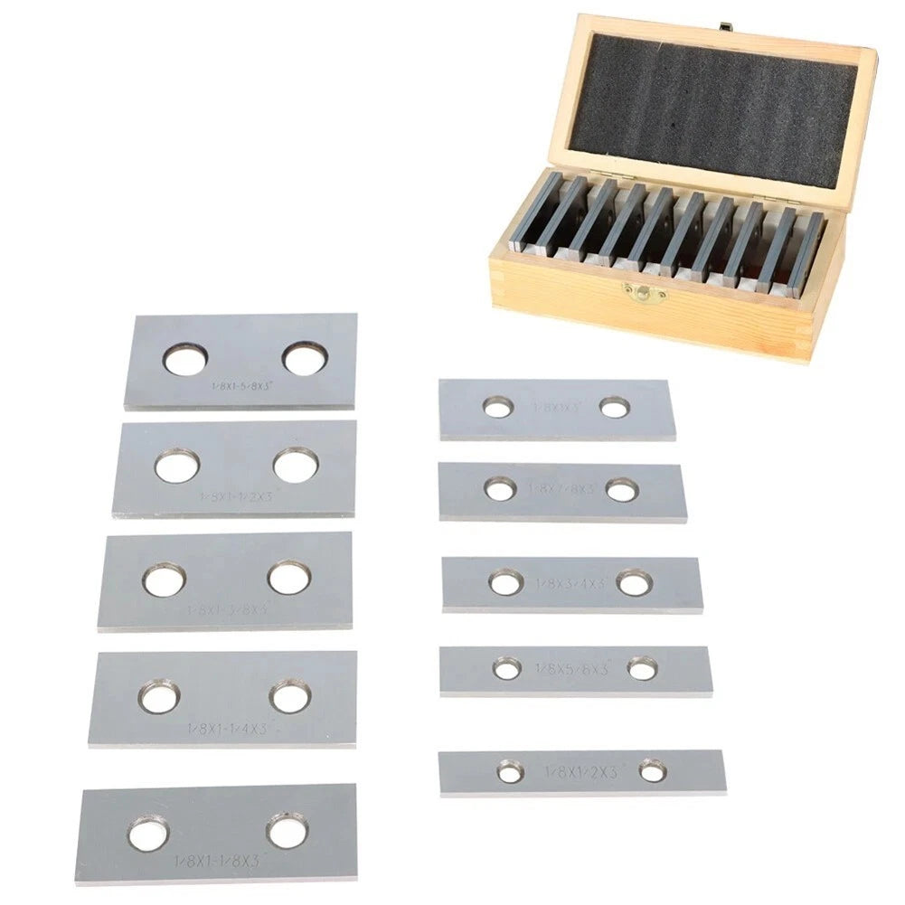 Set of 10 Parallel Blocks for Precision Machining 18 x 3 Inch