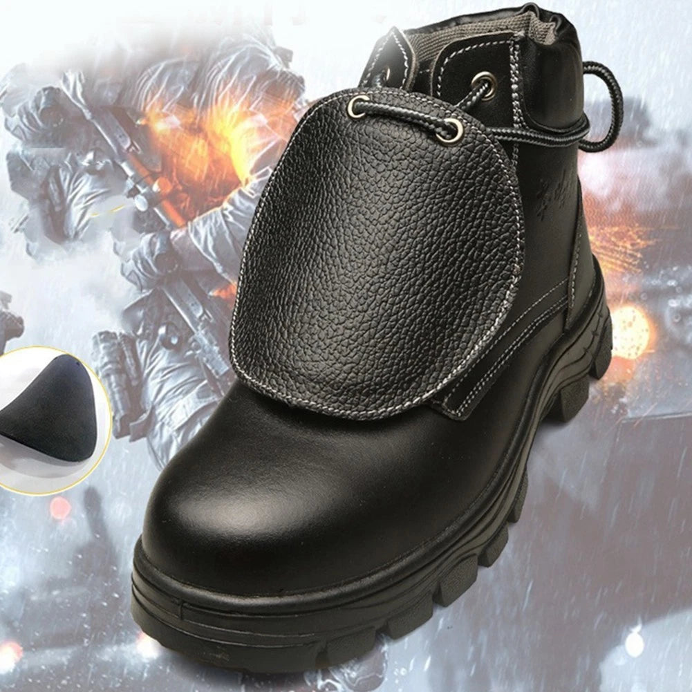 2X Shockproof Leather Shoe Covers for Welders with Insulation Features