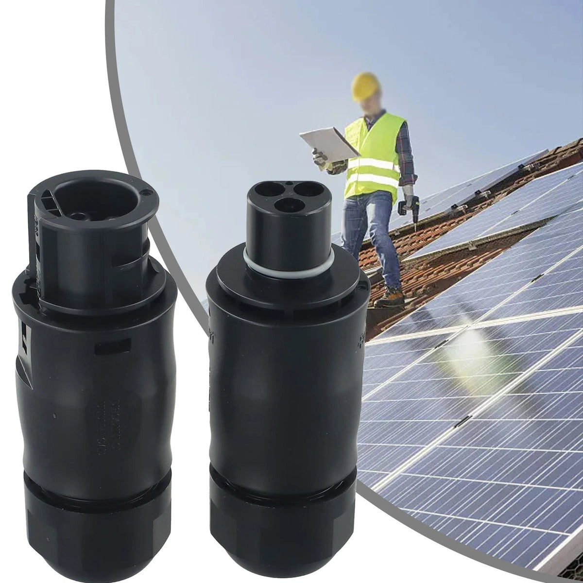 Flexible 3 Pin AC Socket/Female + Plug/Male with IP68 Rating for Inverters