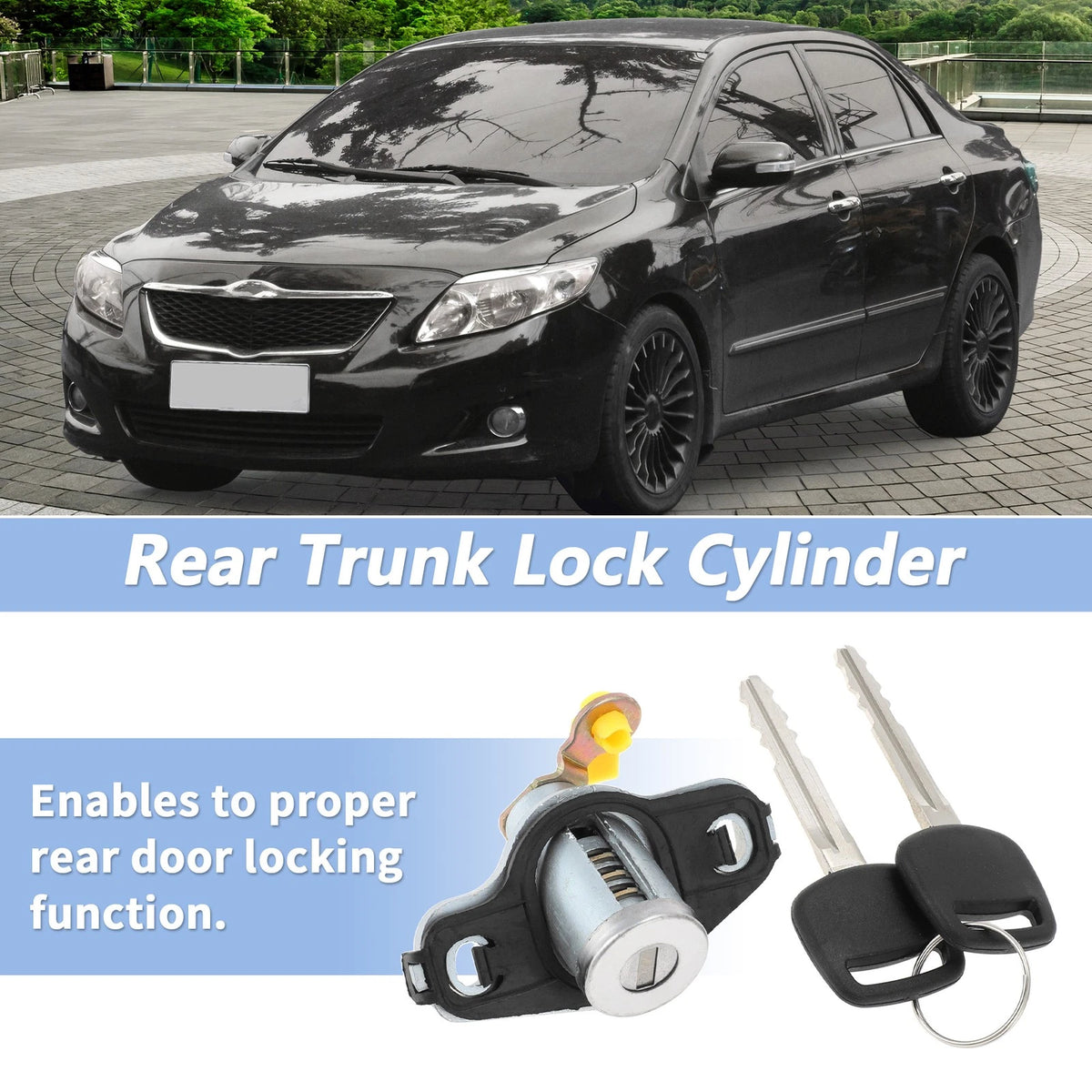 Trunk Lock Cylinder with 2 Keys Replacement for Toyota Corolla 1.8L (2003–2008)