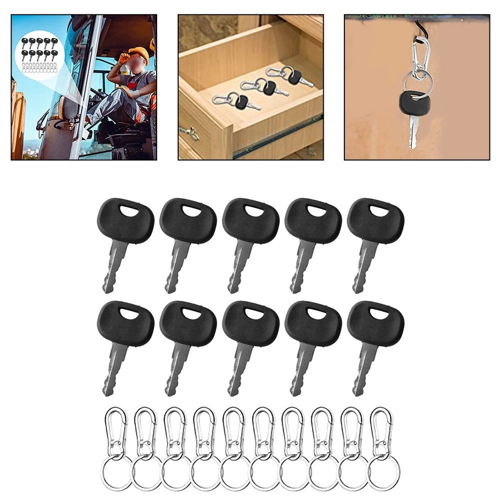 10PCS Keychain Ignition Keys for Tractors and Forklifts