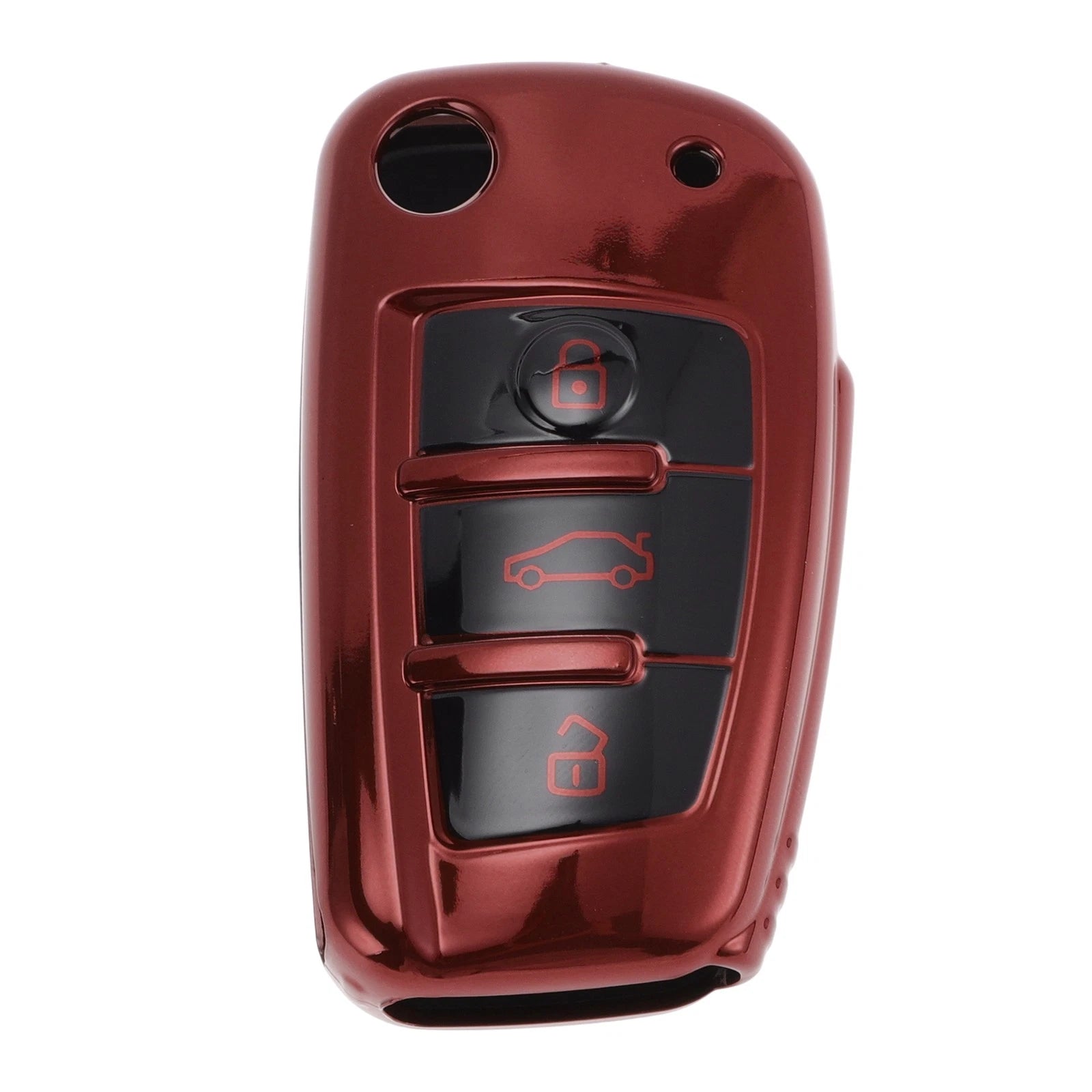Car Key Case TPU Red Replacement for Audi A1 A3 A4 3 Button (2005–2015)