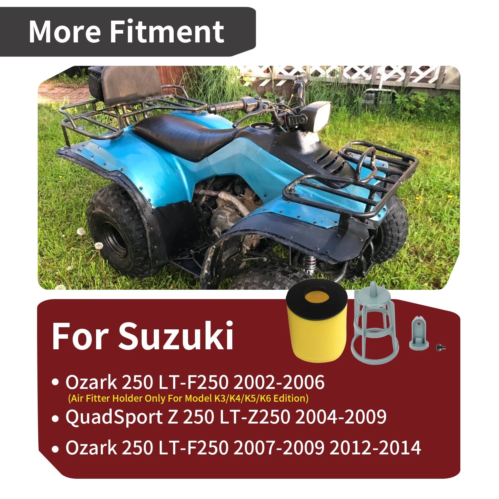 2X Air Filter & Cage Holder Mount for Suzuki Quadsport Z250 LTZ250 (2004–2009)