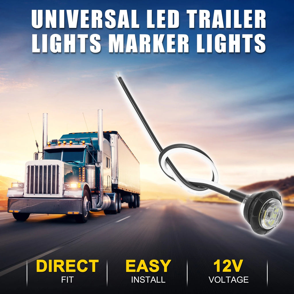 LED Trailer Marker Lights 12V Waterproof White 2 Pack for Universal Use