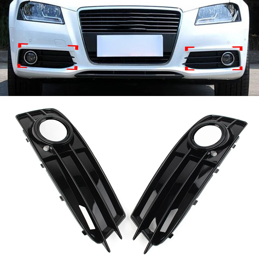 2X Front Bumper Fog Light Grille Cover for Audi A3 8P (2009–2012) Black