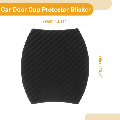 3D Car Door Cup Protector Sticker for Universal Fit (79x89mm) - Carbon Fiber Black