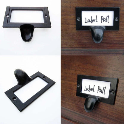 6/12Pcs Vintage Drawer Cabinet Frame Label Tag Pull File Card Holder Hardware