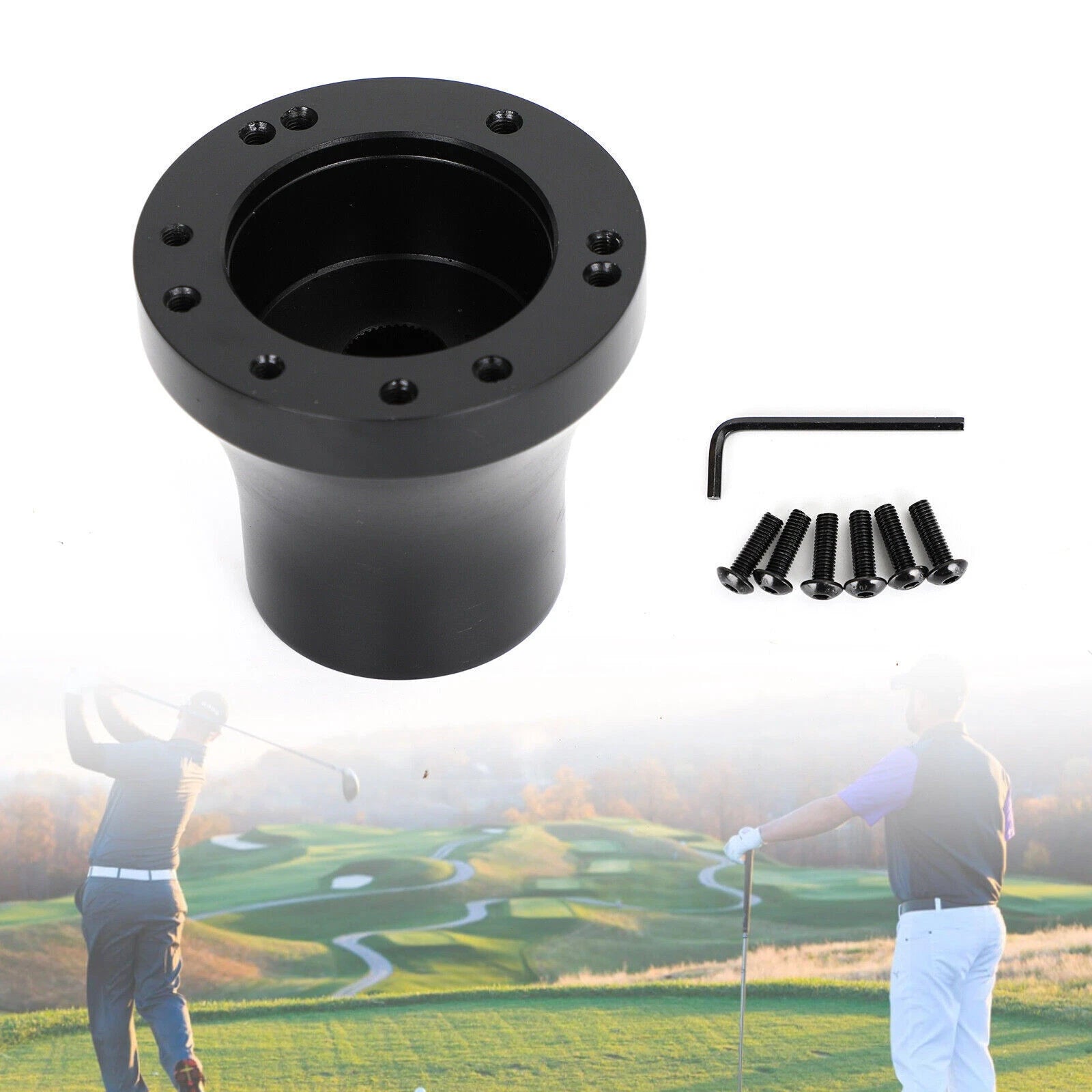 Aluminum Steering Wheel Adapter Hub for EZGO TXT & RXV (Black T9)