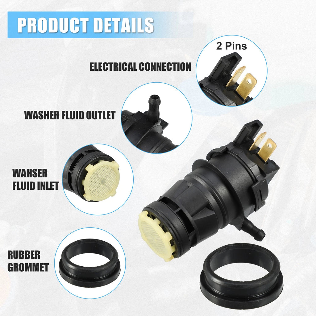 Windshield Washer Pump Motor with Grommet for Honda Civic (2006–2015)