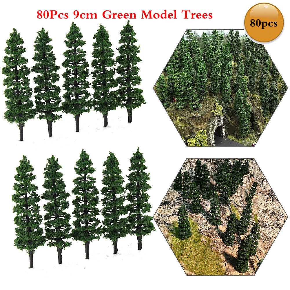 80pcs Model Trees for Train Railroad Landscape Layout Scenery