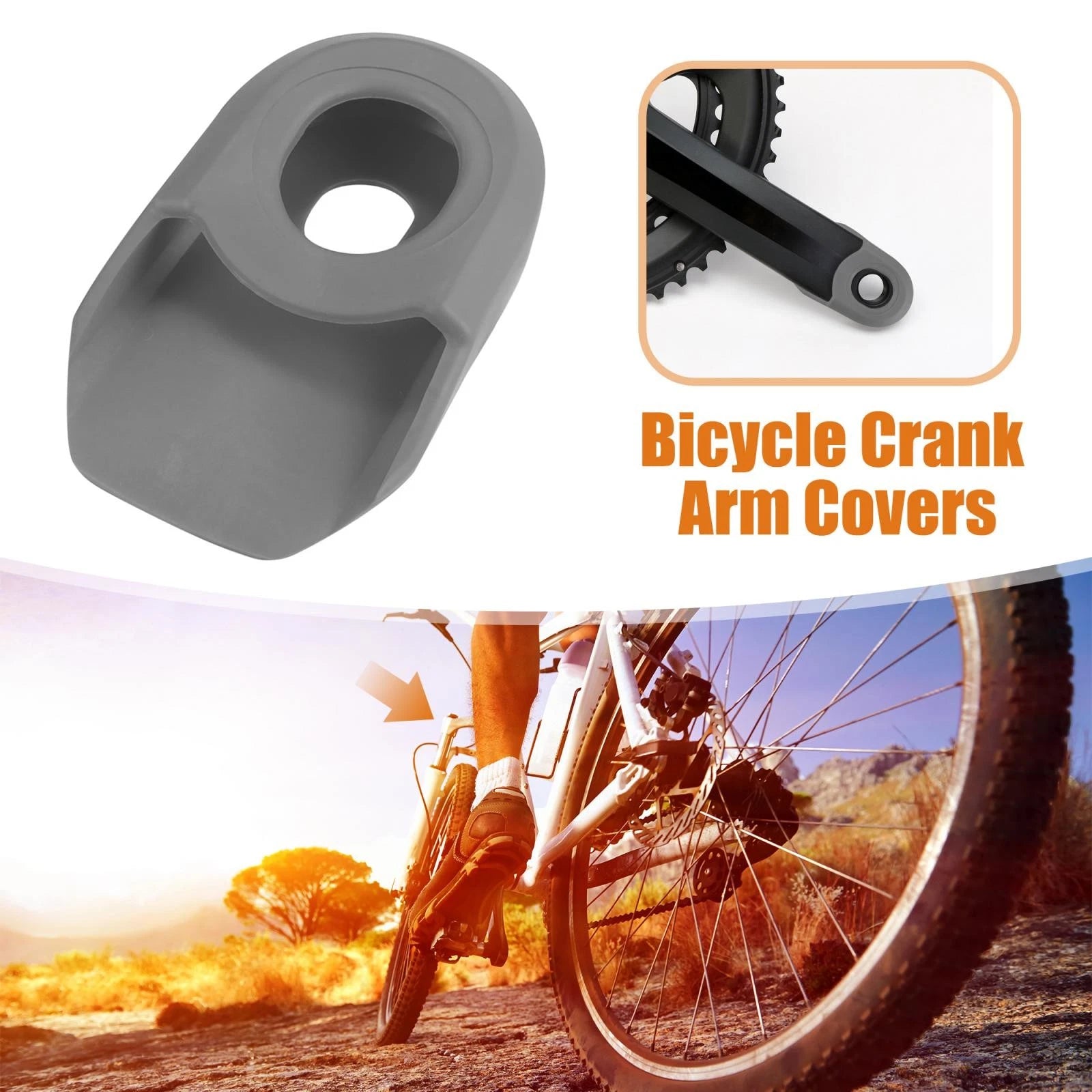 Crank Boot Protector Set for Bicycle Cycling Bike Crank Cover (Gray) (2-Pack)