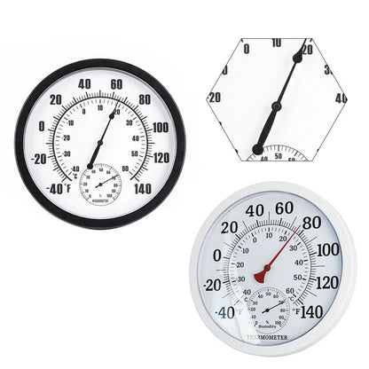 Indoor Outdoor Temperature and Humidity Gauge with Large Round Dial Display