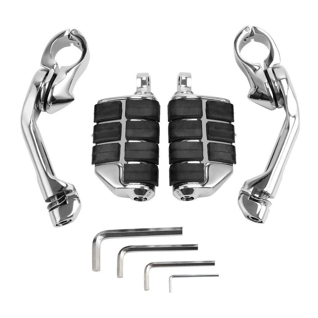 Chrome Highway Foot Pegs for Harley (1 1/4" Engine Guard Mounts)