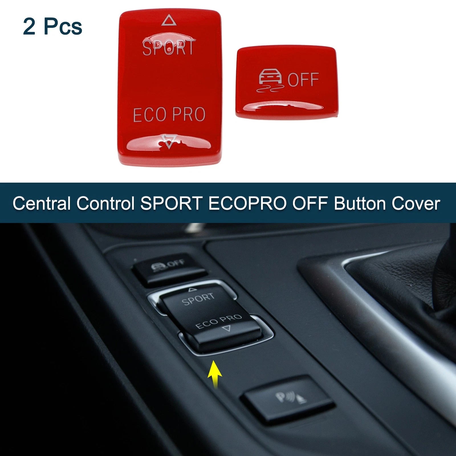 Center Console SPORT ECOPRO Off Button Cover for BMW 1 2 3 5 Series (2 Pcs)