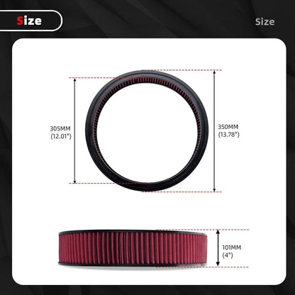 14 Inch Circular Air Filter for Automotive (Reusable, High Flow Efficiency)
