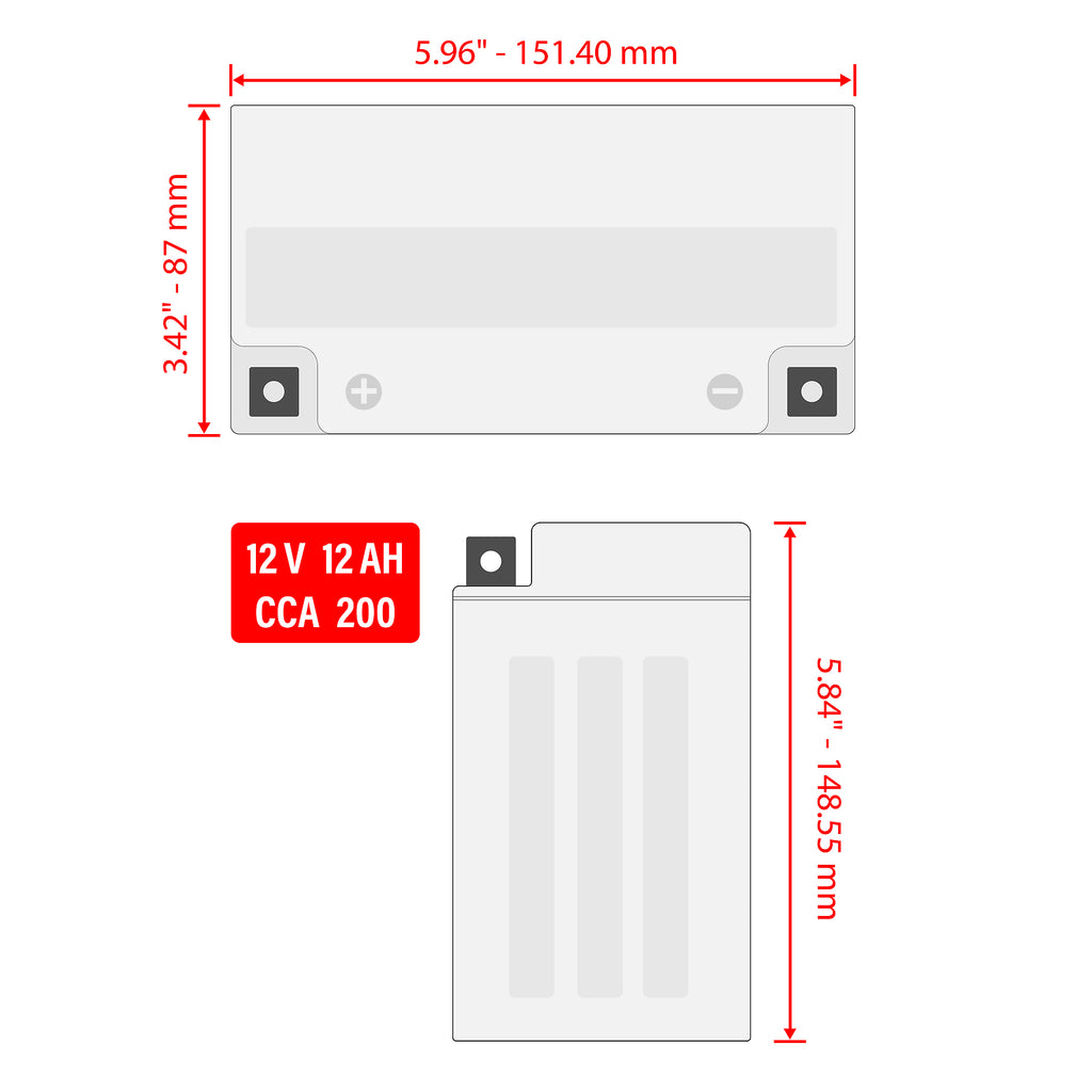 12V AGM Battery 12Ah for Honda ATVs (2000–2018)