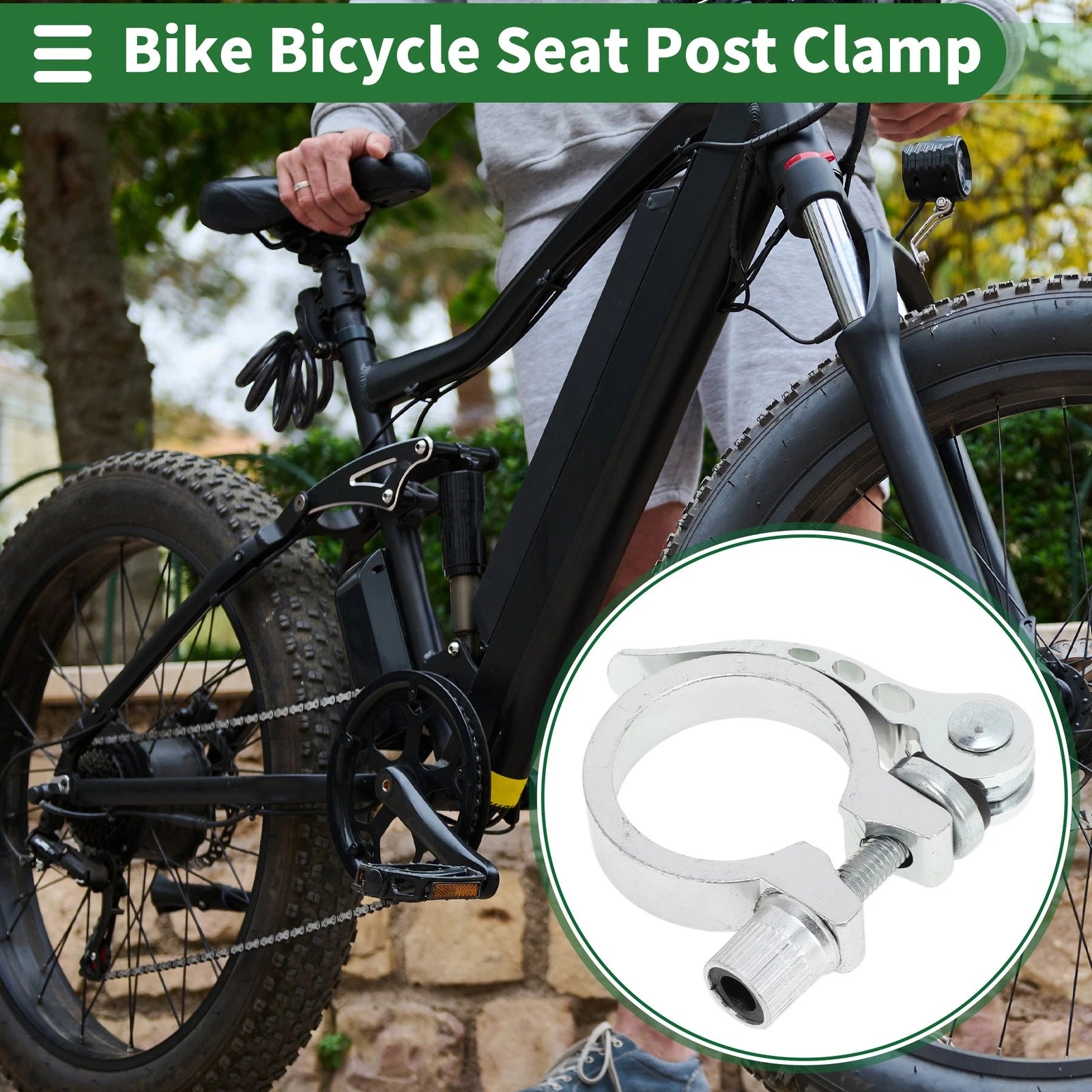 Bicycle Seat Post Clamp for 34.9mm Aluminum Alloy Seatpost (Silver)