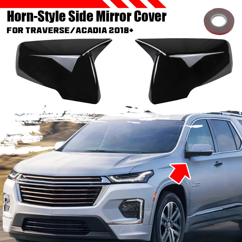 Pair of Tape-On Side Wing Mirror Cover Caps for Chevy Traverse GMC (2018–2023)