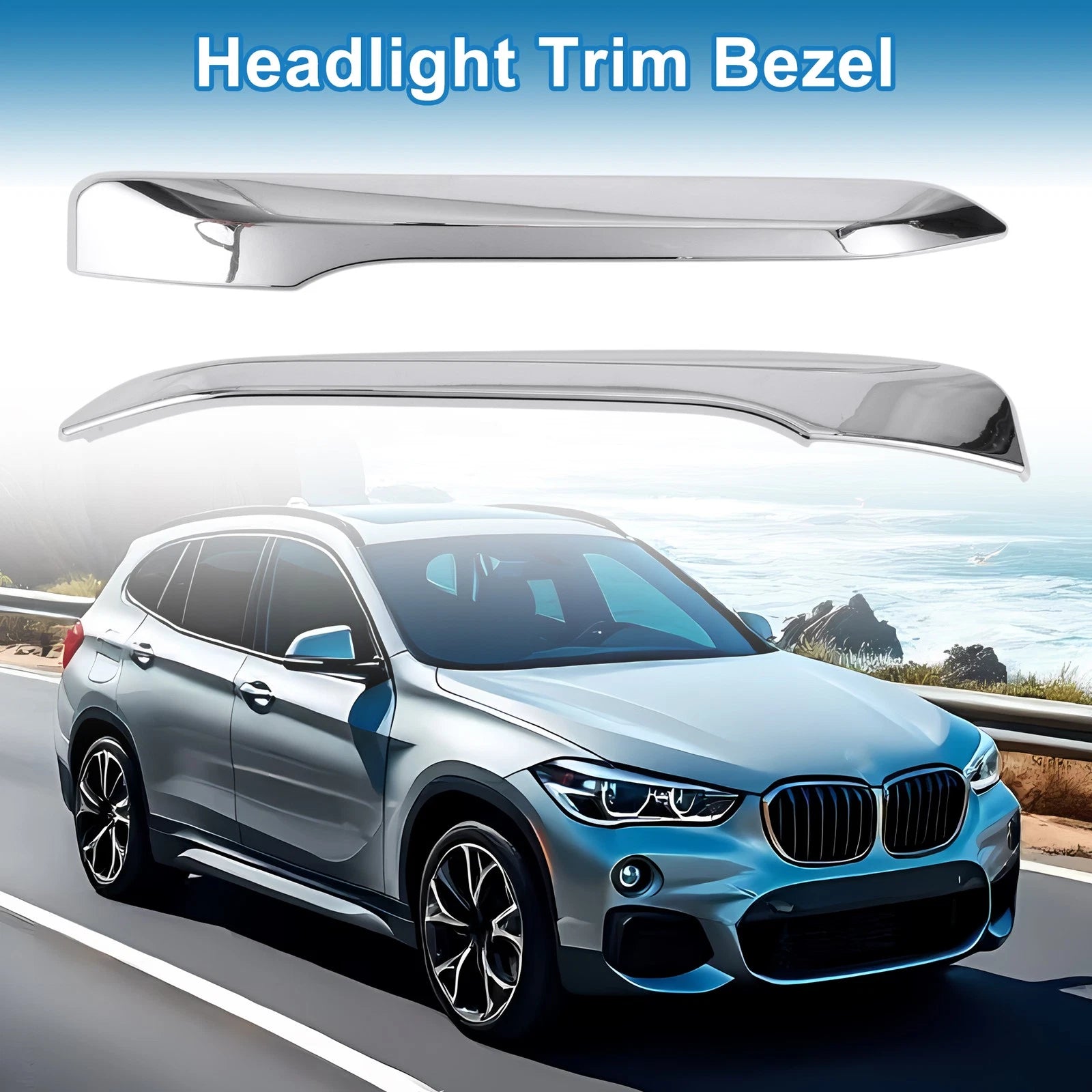 Headlight Trim Bezel Set Front Left Right for BMW X1 F48 (2016–2019)