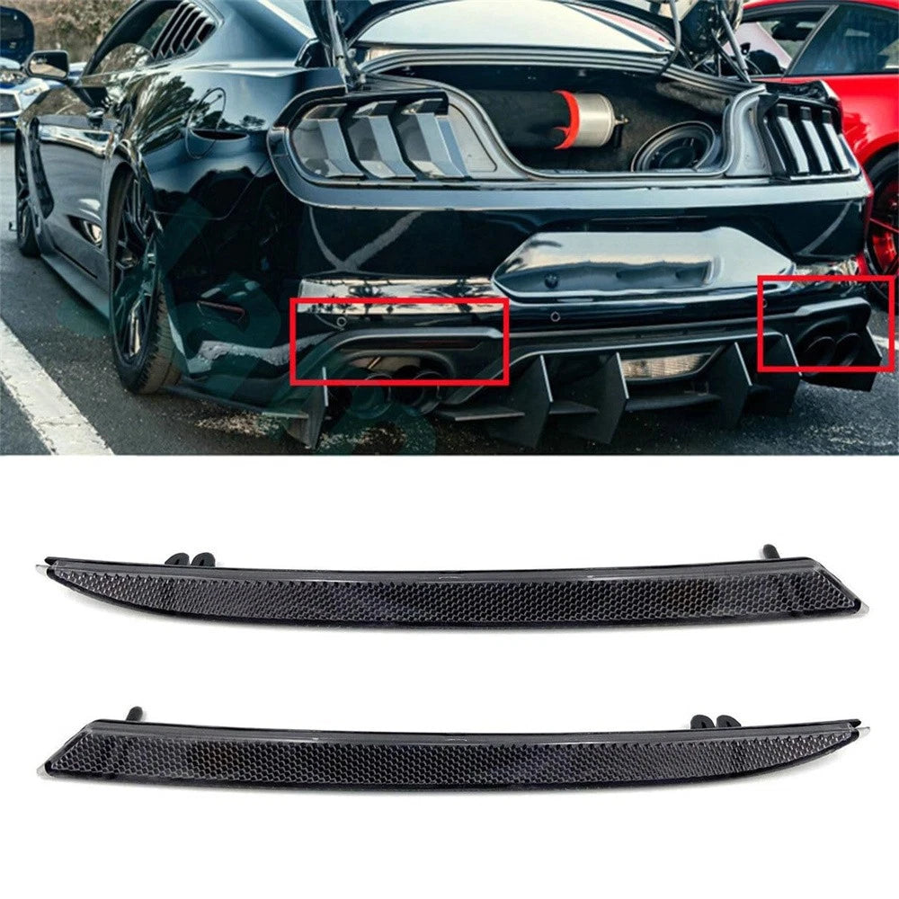 2X Black Smoked Lens Rear Bumper Reflector Housing for Ford Mustang (2018–2022)