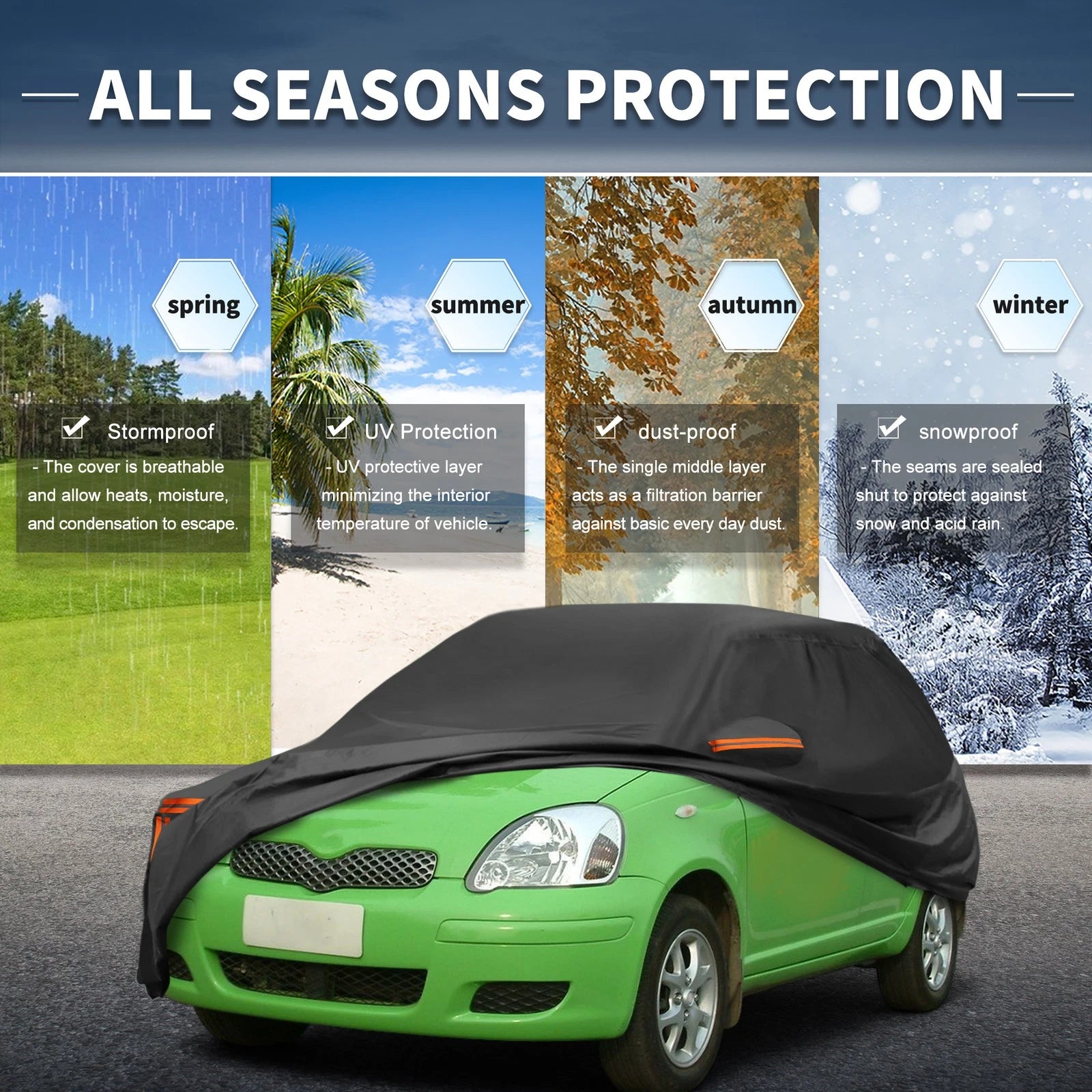 Waterproof Car Cover with Zipper for Toyota Vitz (2005–2013)