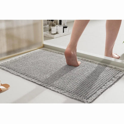 NonSlip Soft Bath Rug Quick Dry Washable Fiber Mat with Tassels