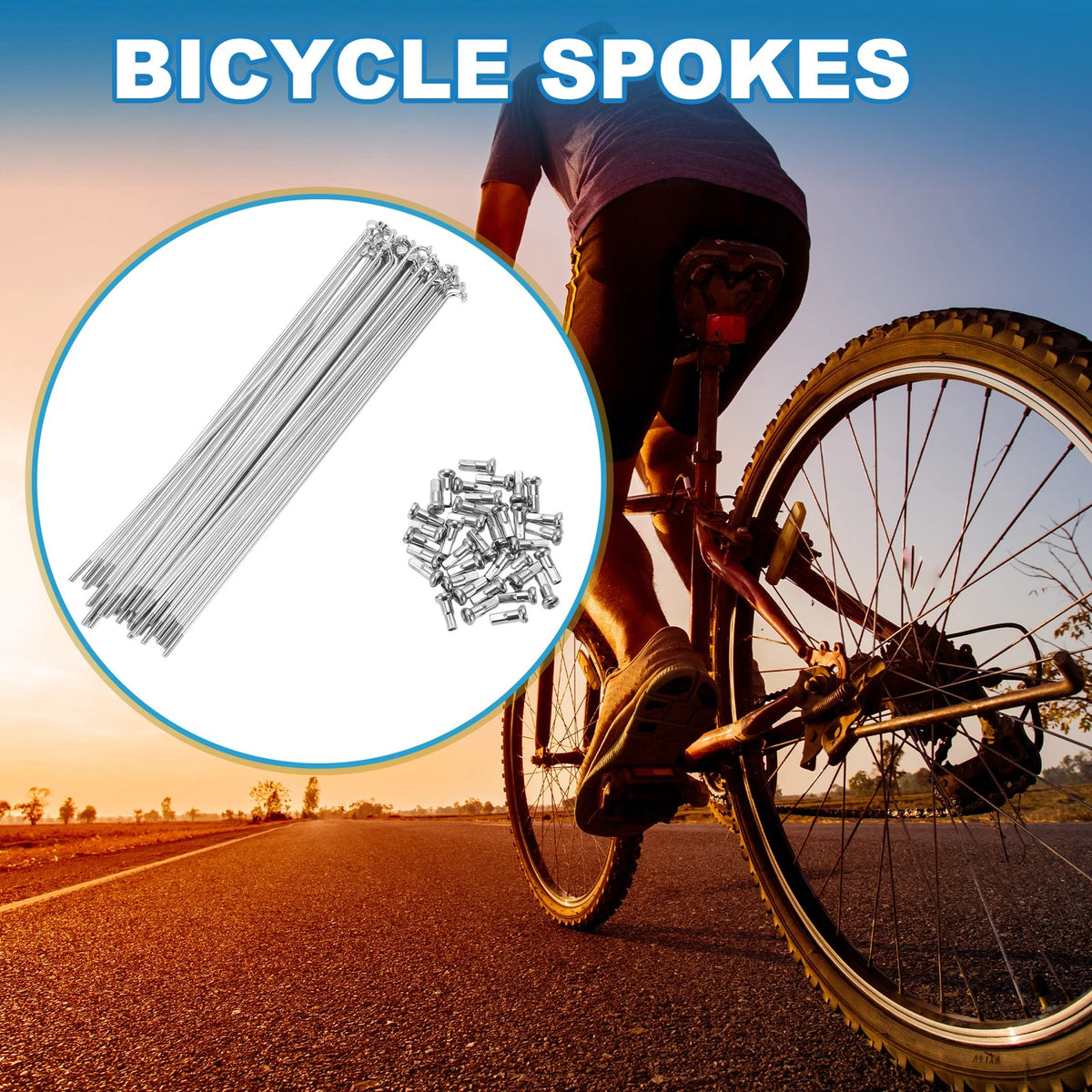 Bicycle Spokes 14G 180mm Carbon Steel Replacement Set for Mountain Bikes (all years)