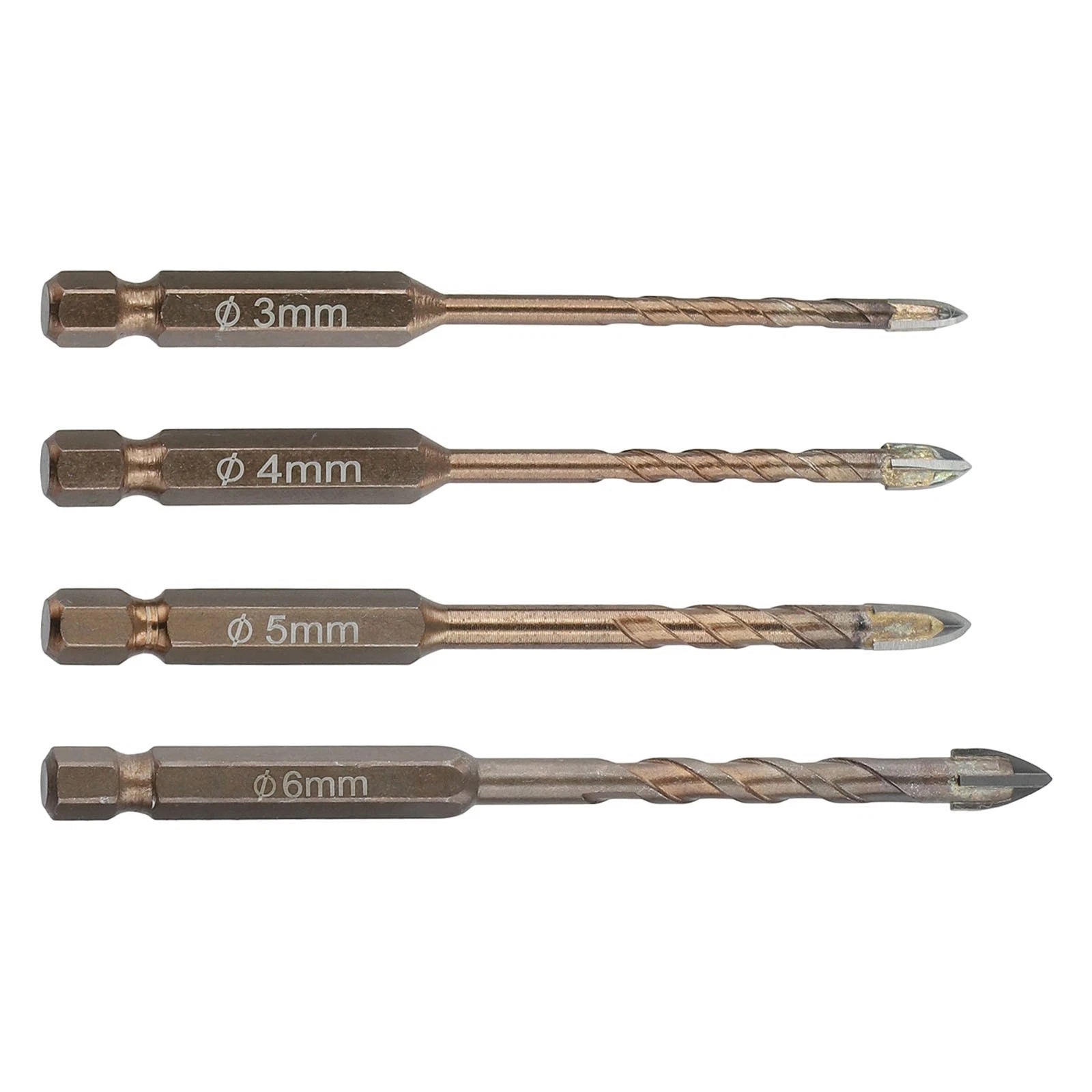 Set of 5 Hexagonal Handle Drill Bits for Glass and Concrete