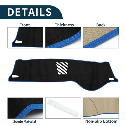 Dashboard Dash Cover Mat for BMW 5 Series F10 F11 (2010–2017) Black Blue