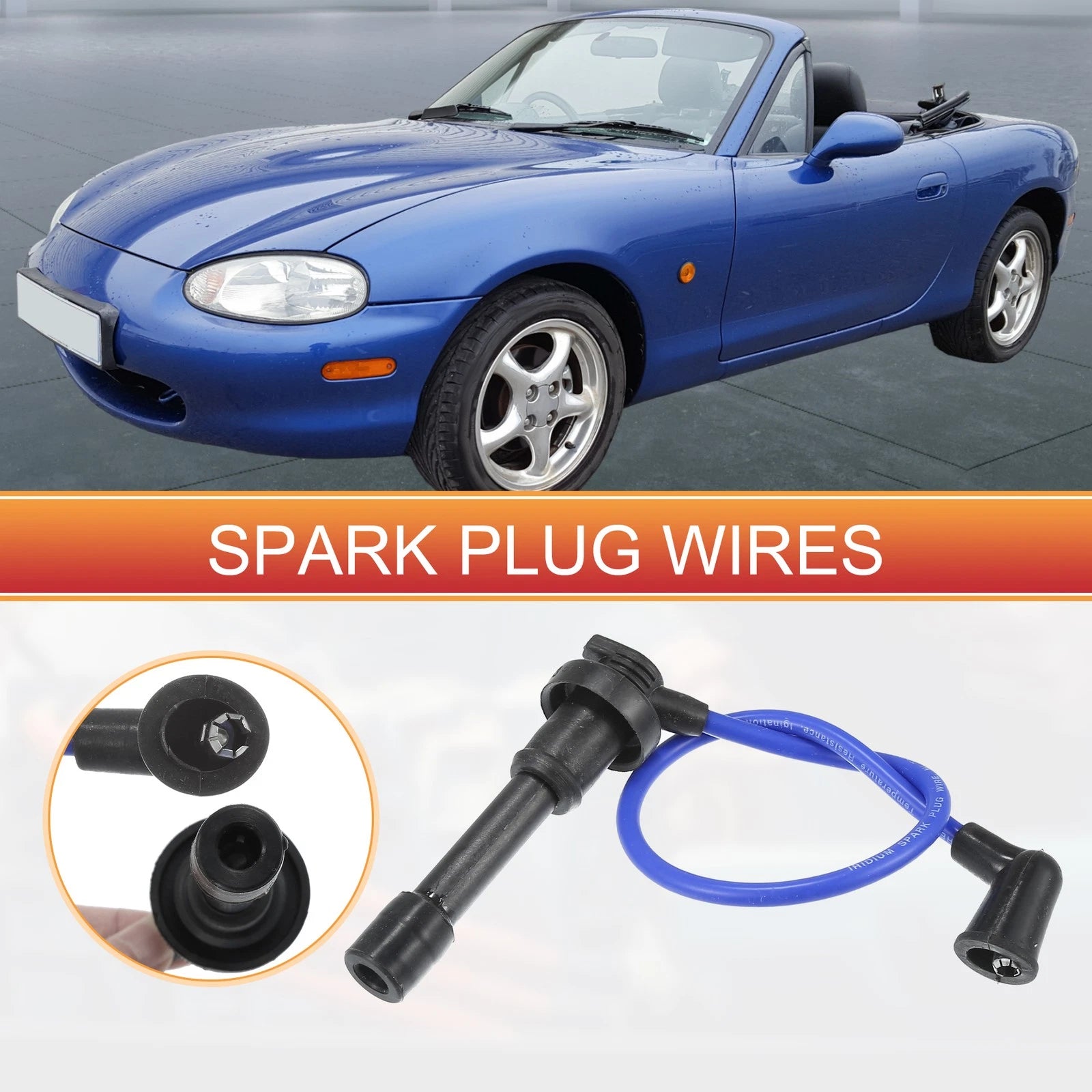 4pc Spark Plug Wire Ignition Coil Cable for Mazda Miata (1990–1997)