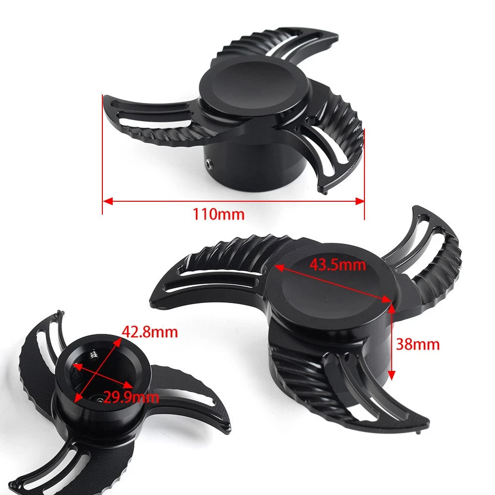 2x Spun Blade Spinning Front Axle Caps Nut Covers For Harley Softail Dyna Chrome