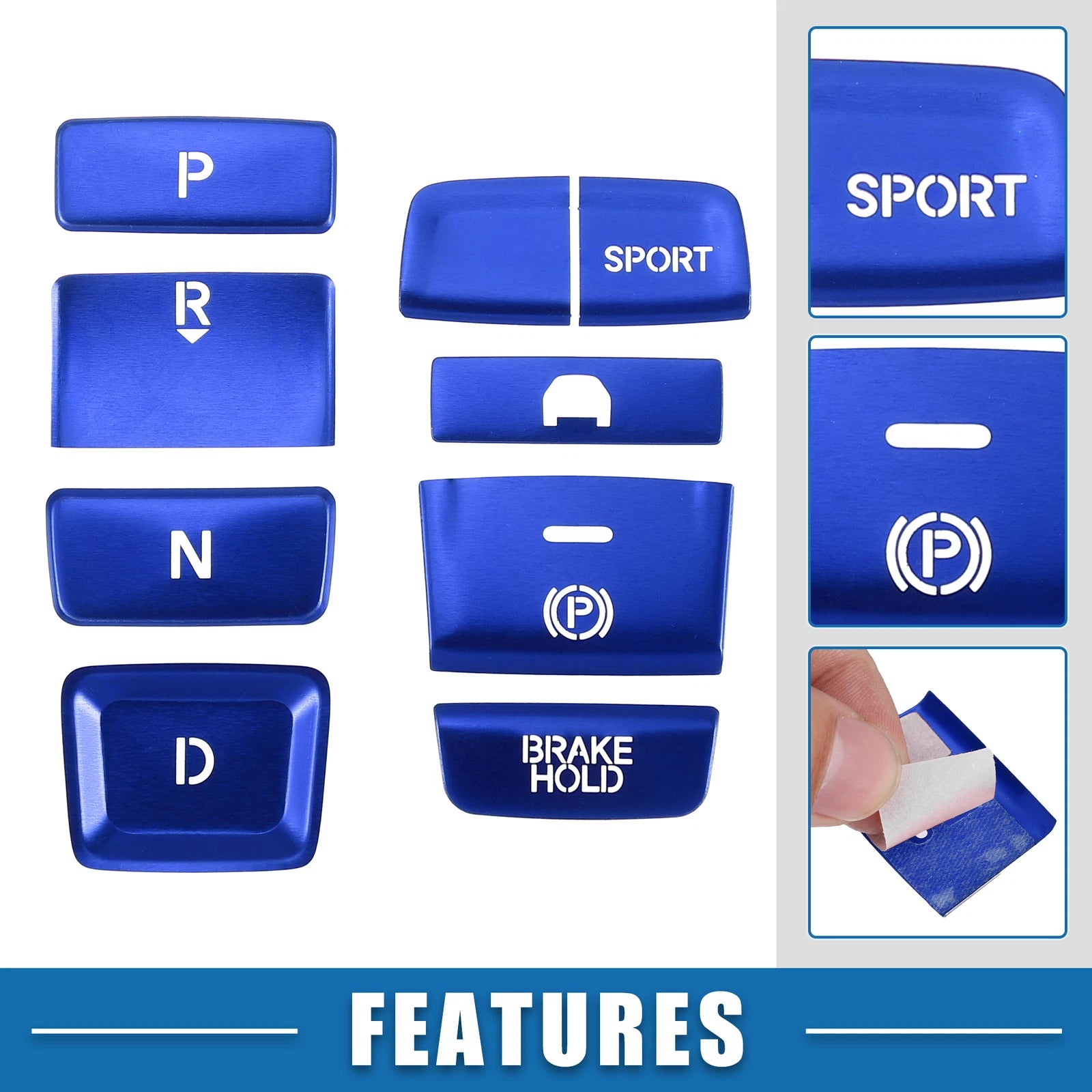 9pcs Gear Shift Panel Switch Button Cover Trim for Honda Accord (2018–2022) Blue