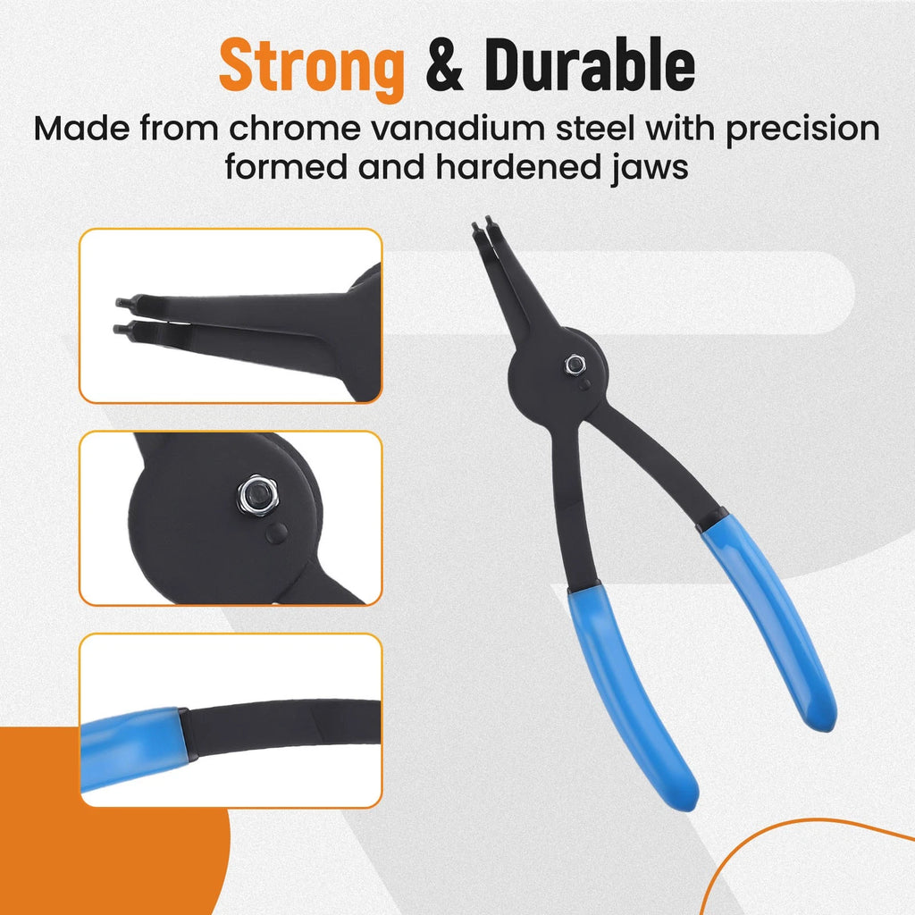 12 PC Retaining Snap Ring Pliers Set Heavy Duty Fixed Tip 0° 45° 90°