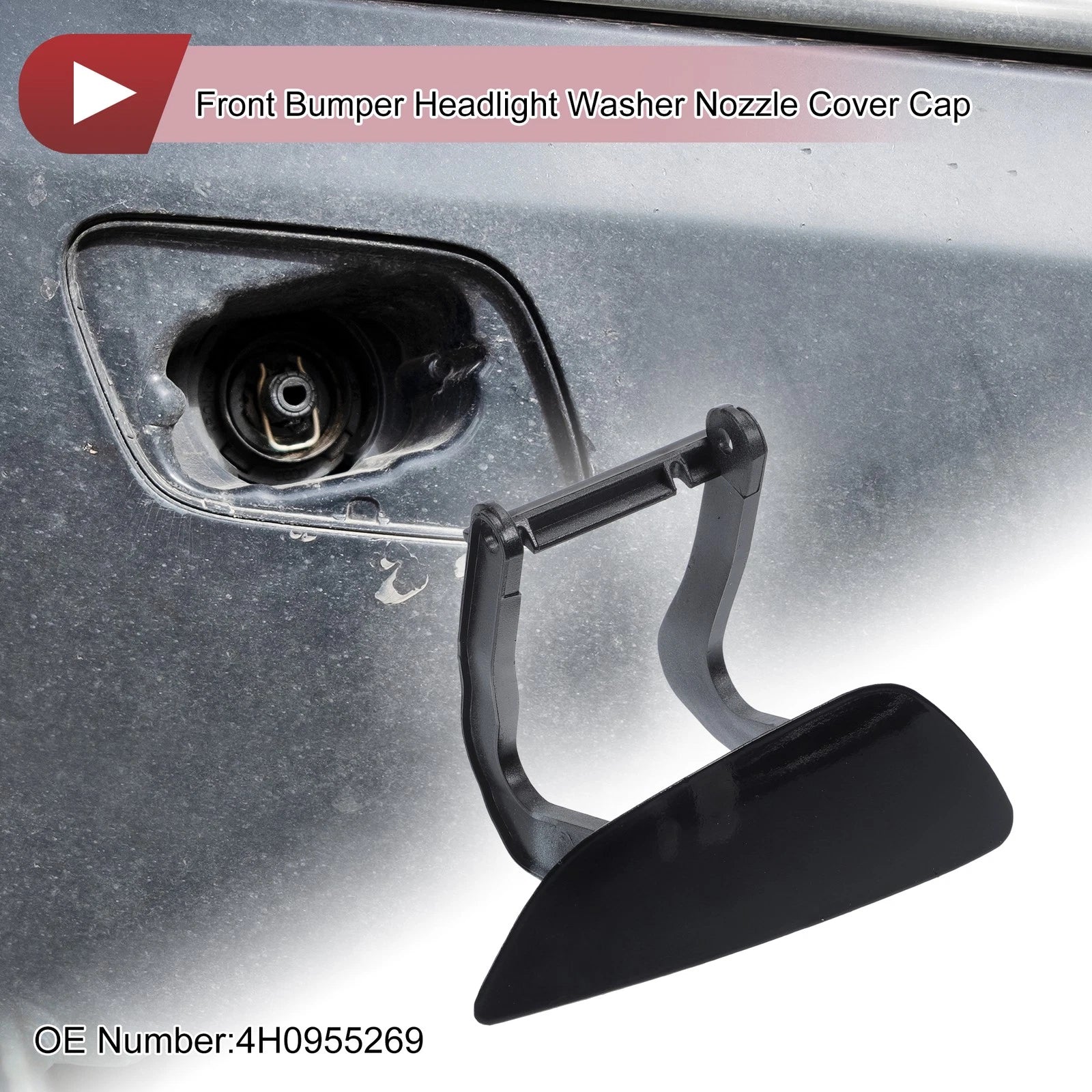 Front Left Washer Nozzle Cover Cap for Audi A8 (2009–2014) 1 Pcs Black