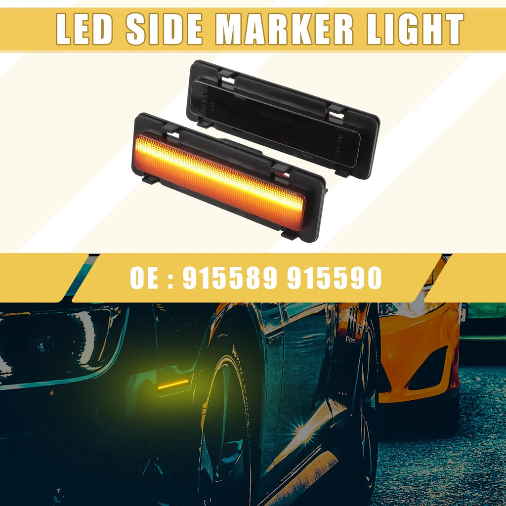 Front LED Side Marker Light Pair for Chevy Camaro (2010–2015) Amber Black