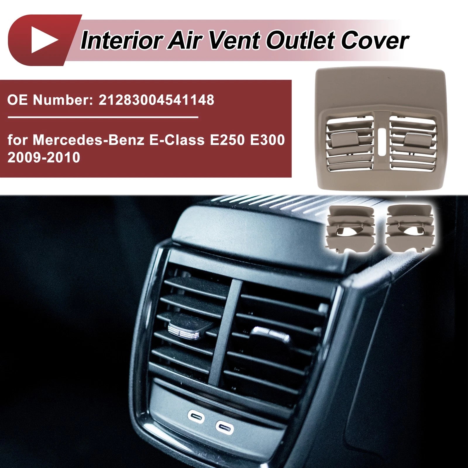 Rear Center Console Air Outlet Vent Grille Replacement for Mercedes-Benz E-Class (2016–2023)