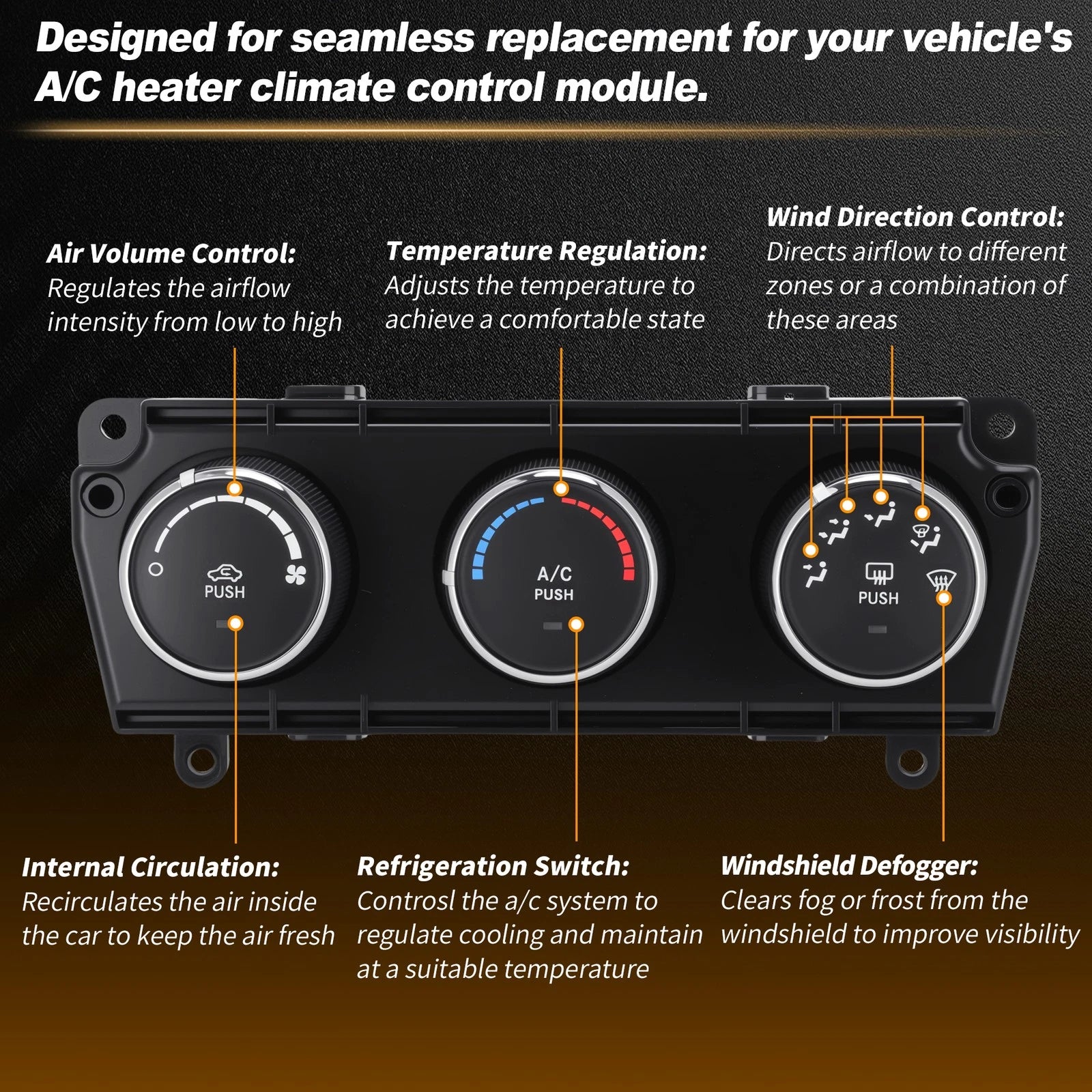 A/C Heater Climate Control Module Panel 55111168AI for Jeep Wrangler (2011–2013)