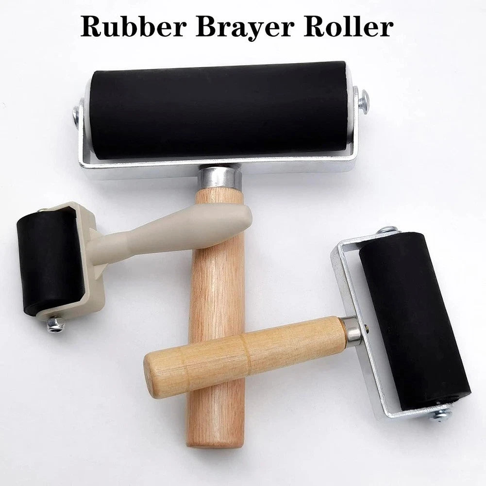 8 Piece Rubber Brayer Set for Studio Art Classroom and Home Use