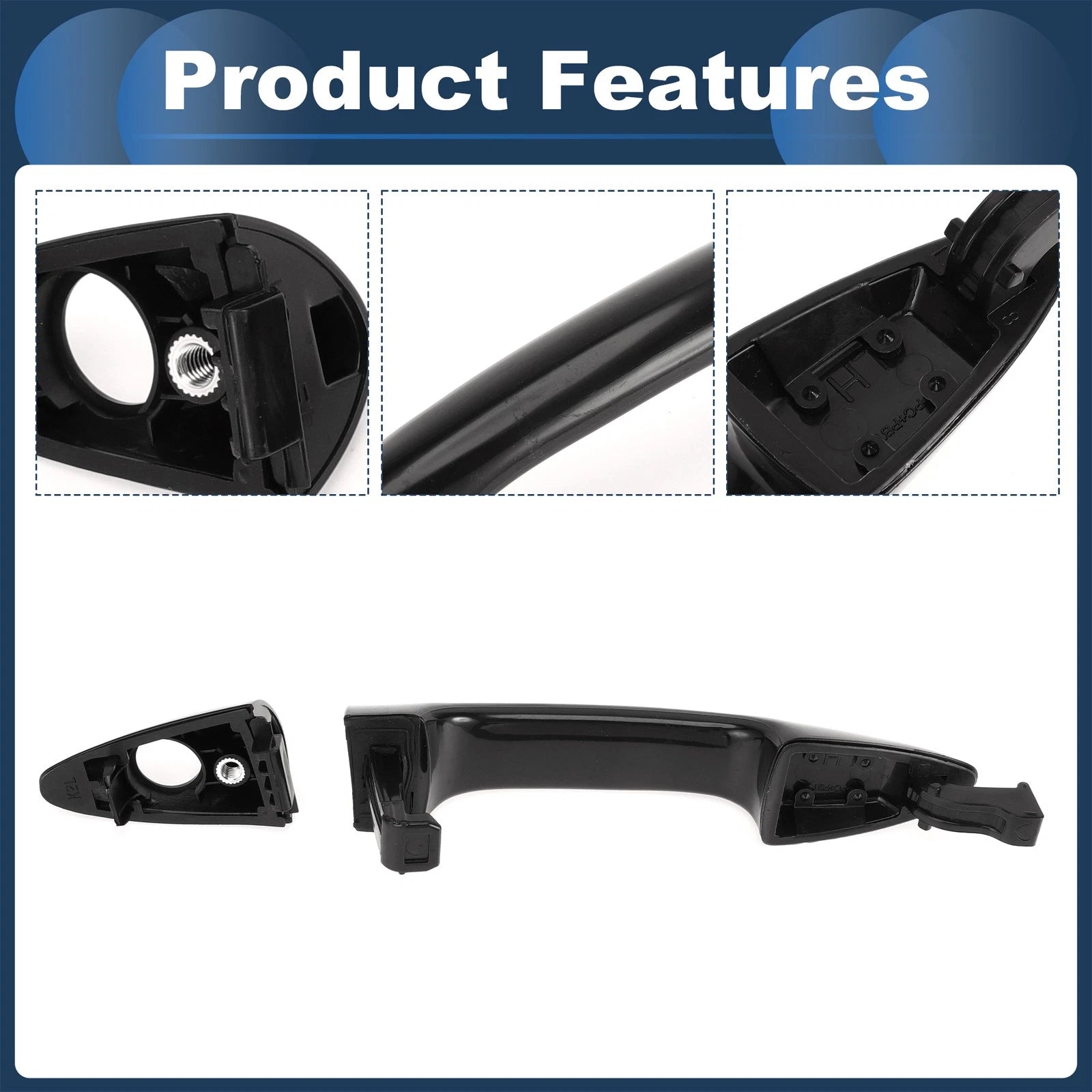 Front Left Door Handle for Kia Rio (2011) - Black