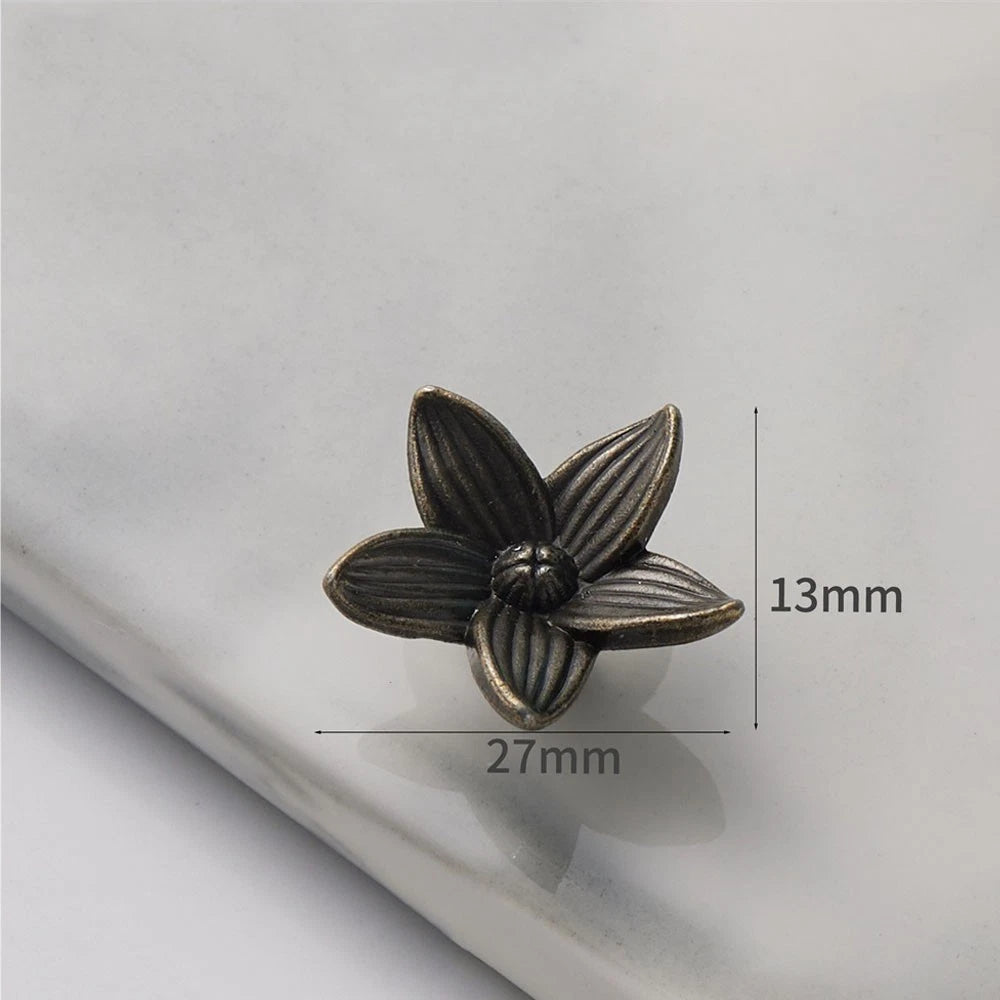 5Pcs Antique Flower Handle Knobs for Drawer Door Cabinet Jewelry Box