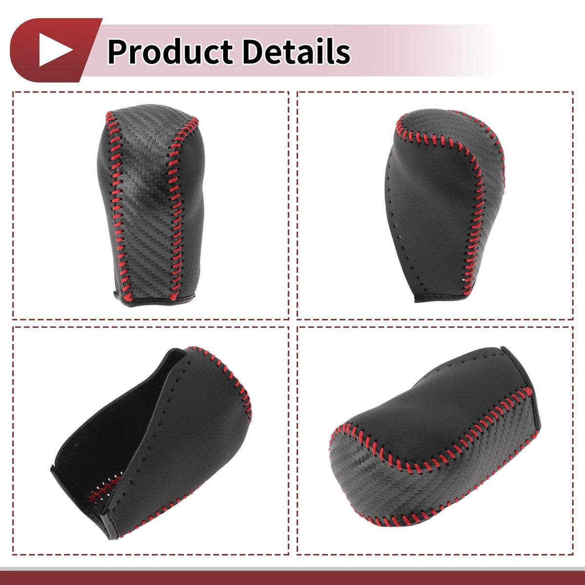 1 Pc Gear Shift Knob Cover for Toyota Corolla (2014–2018) Red Faux Leather