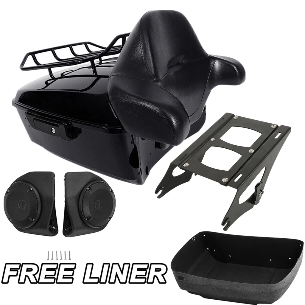 Trunk Backrest Pad Rack & Speakers for Harley Touring Glide (2014–2023)